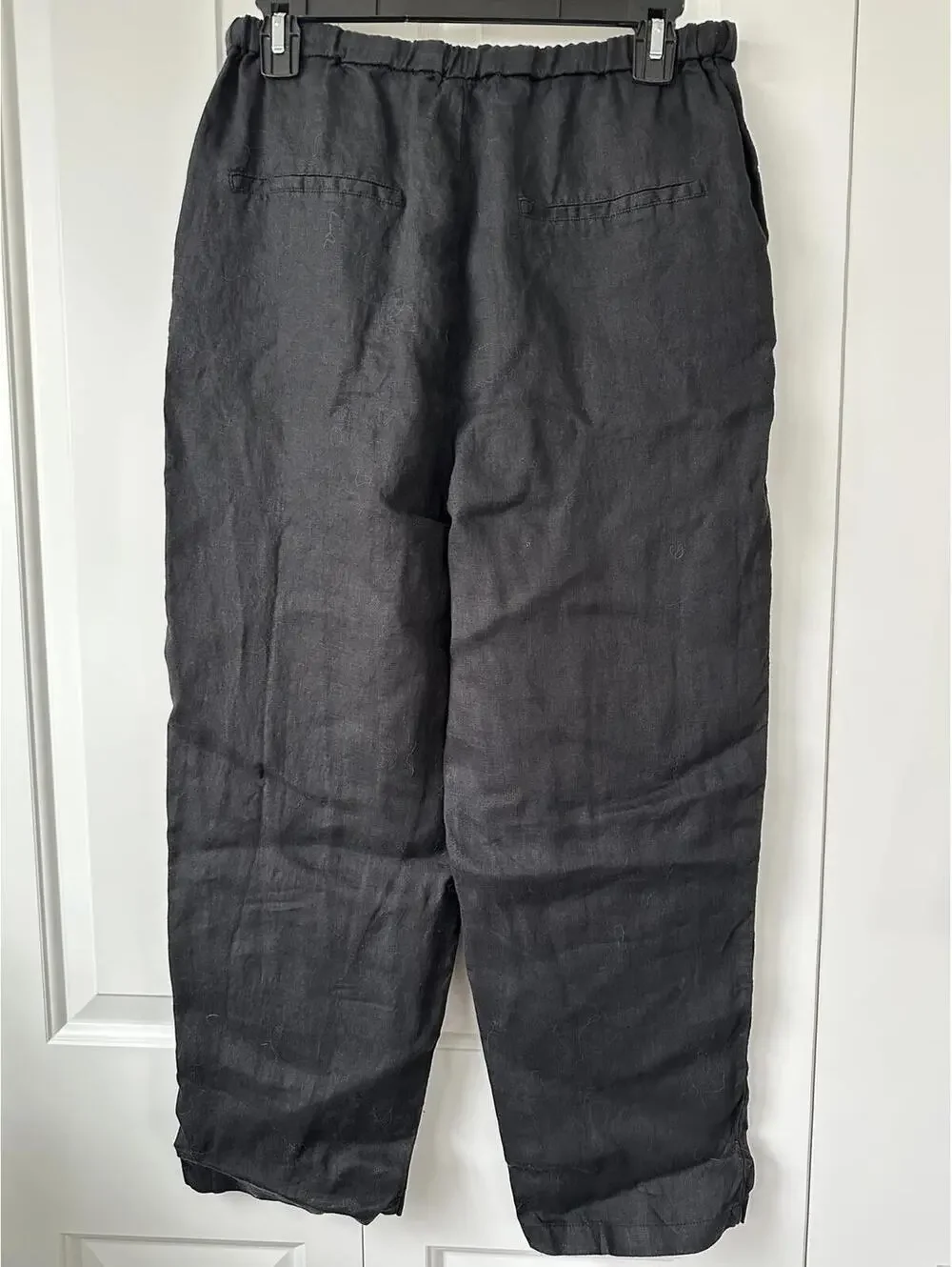 Mango Linen Pants with Drawstring Black Size Small